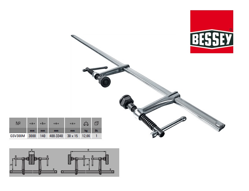 Bessey Variabele constructielijmtang set 2000x120mm | DKMTools - DKM Tools