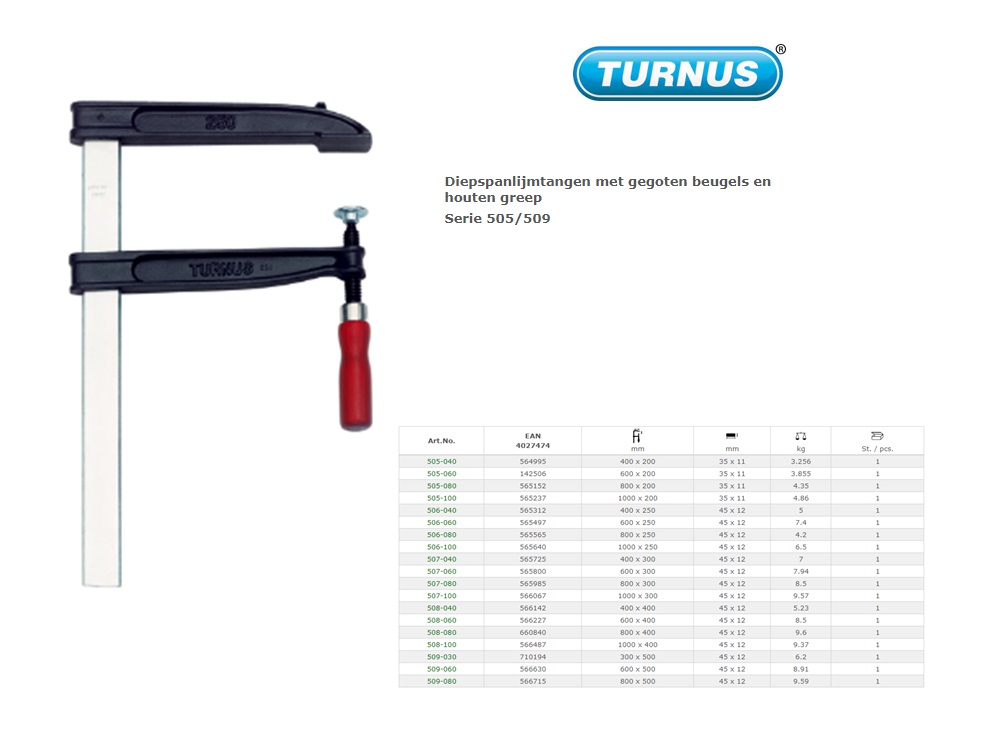 Diepspan-lijmtang 400 x 200mm met gegoten beugels en knevelgreep | DKMTools - DKM Tools