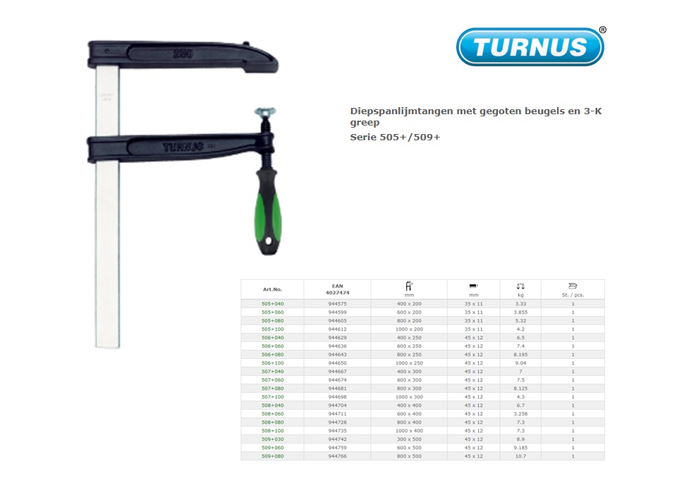 Diepspan-lijmtang 300 x 500mm met gegoten beugels en houten greep | DKMTools - DKM Tools