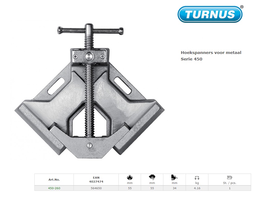 Hoekspanners voor metaal 55x55x34