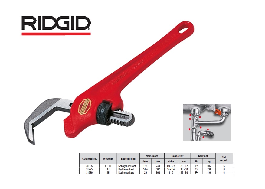 Ridgid zeskant sleutel 29-67 mm - RIDGID 31305