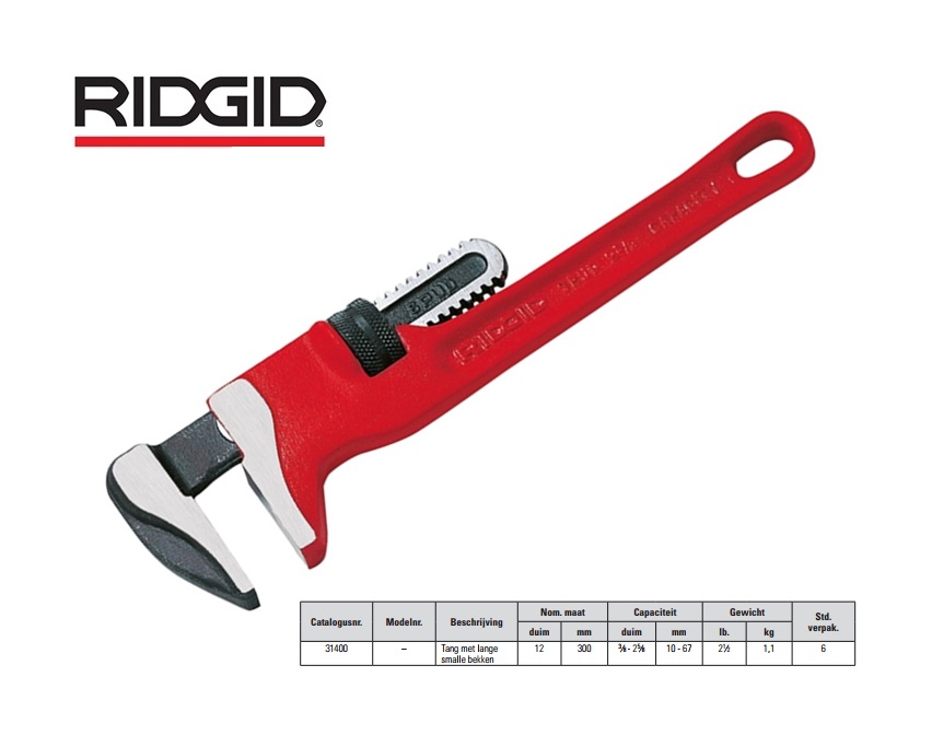 Ridgid Tang met lange smalle bekken 12