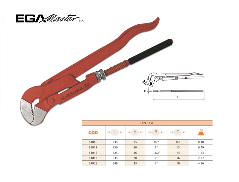 Zweedse pijptang  1 1/2'' S-vormige bek Promat 4000810731 | DKMTools - DKM Tools