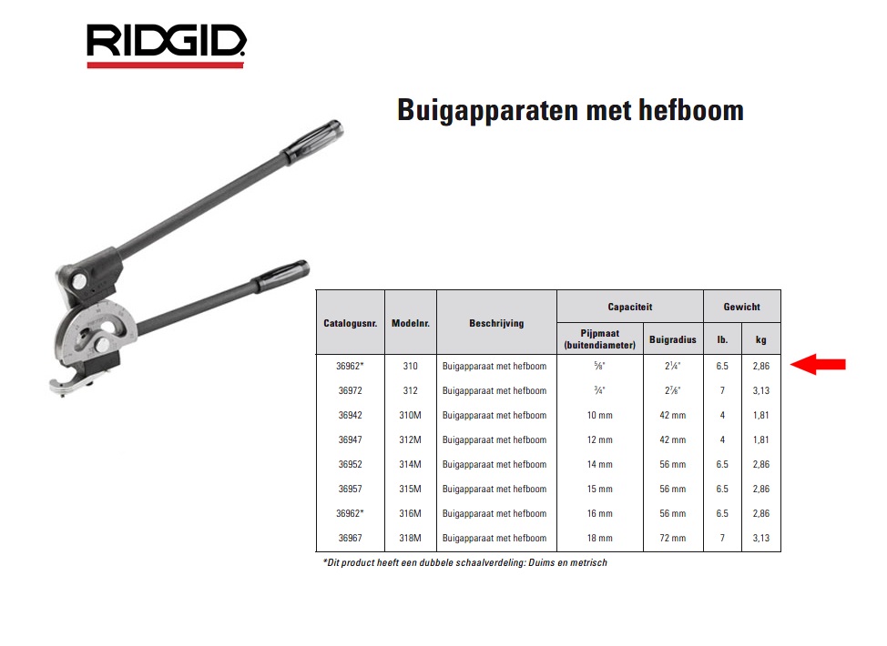 Ridgid 316M/310 Buigapparaat met hefboom 5/8