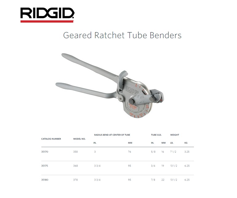 Ridgid 358 Buigtang met ratel 5/8 