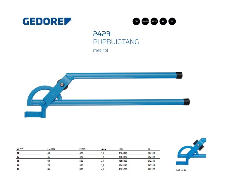 Pijpbuigtang met rol 15 mm | DKMTools - DKM Tools