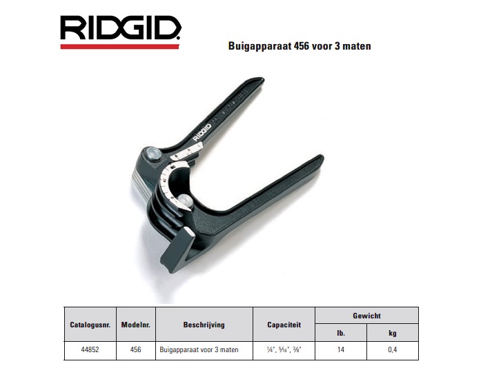 Ridgid 456 Buigapparaat 1/4, 5/16, 3/8 | DKMTools - DKM Tools