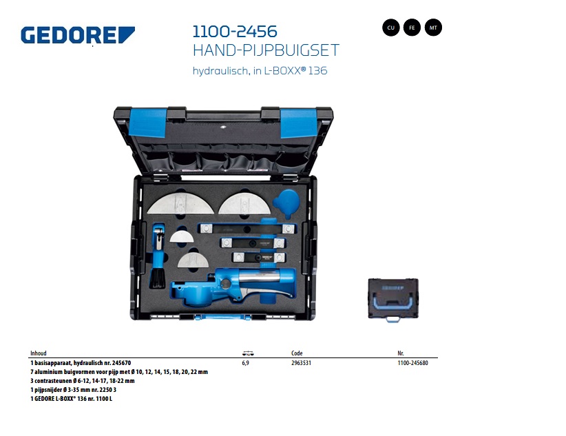 Hand-hydraulische pijpbuigset, 8-dlg | DKMTools - DKM Tools