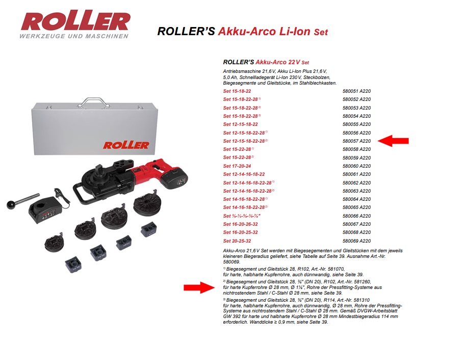 ROLLER`S Akku-Arco 22V Set 12-15-18-22-28 (2)