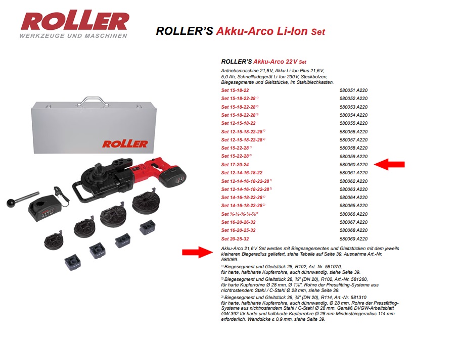 ROLLER`S Akku-Arco 22V Set 17-20-24