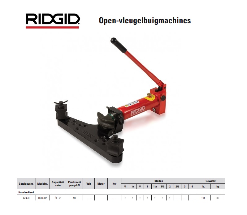 Ridgid 3801 Open-vleugelbuigmachine 3/8-1 1/4