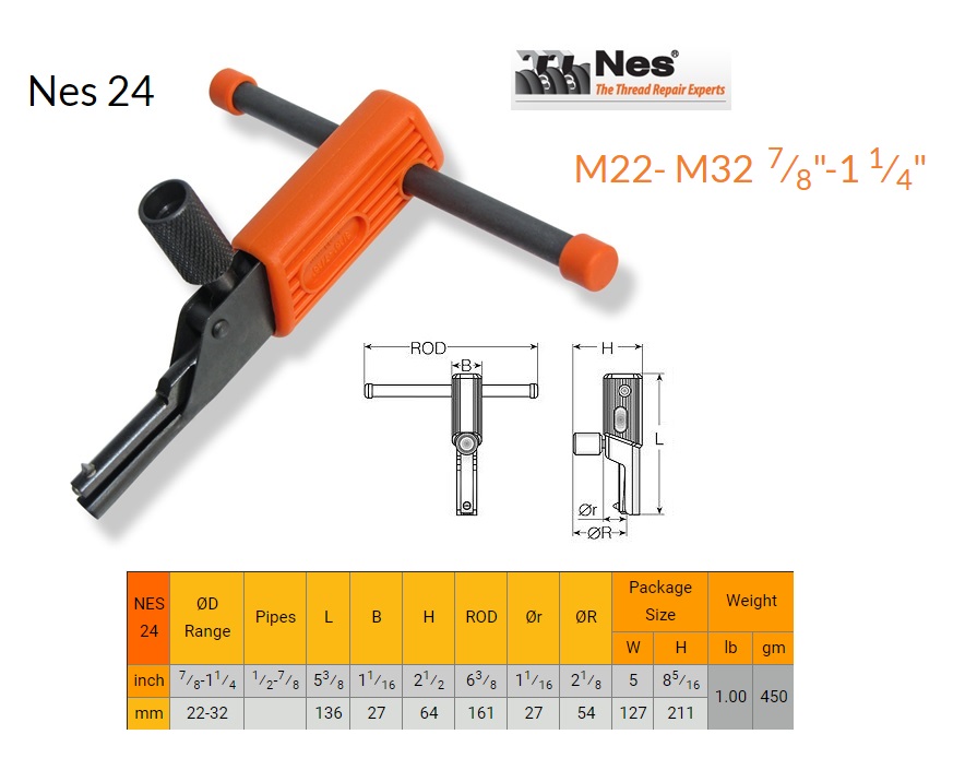 Binnen schroefdraad herstelgereedschap 22-32mm NES 24