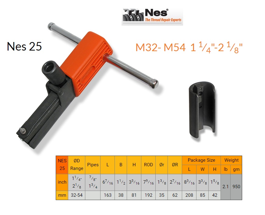 Binnen schroefdraad herstelgereedschap 32-54mm NES 25