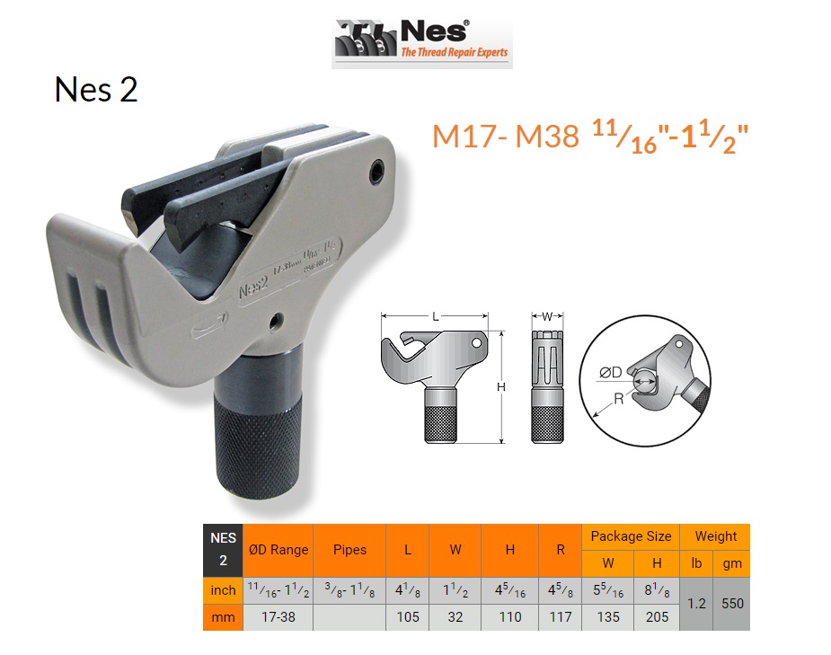 Buiten schroefdraad herstelgereedschap 17-38mm NES 2
