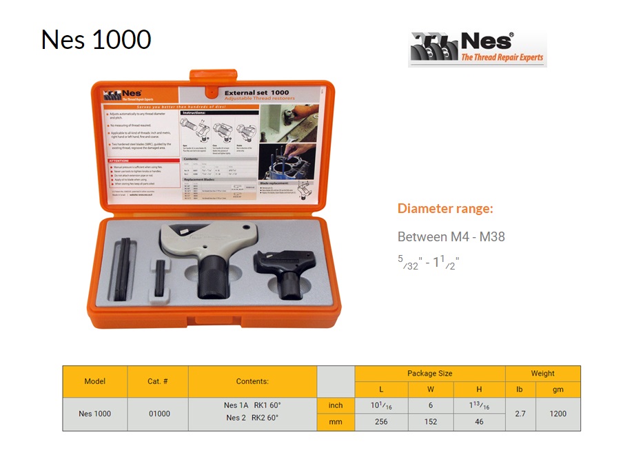 Buiten schroefdraad herstelgereedschap 35-152mm NES 3 | DKMTools - DKM Tools