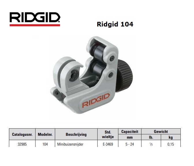 Ridgid 104 Minibuizensnijder 5-24mm