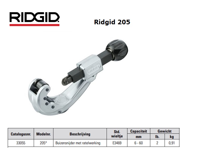 Ridgid 205 Pijpsnijder 6-60mm