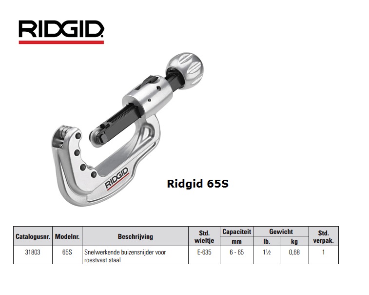 Ridgid 65S Pijpsnijder RVS 6-65mm