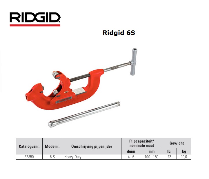 Ridgid 6S Heavy-Duty pijpsnijder 100 - 150mm 4 - 6