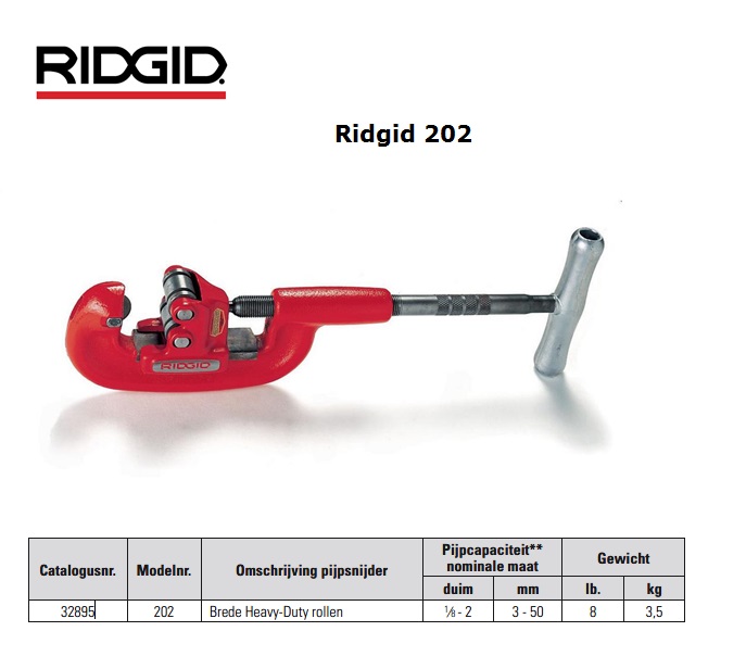 Ridgid 202 Brede Heavy-Duty rollen Pijpsnijder 3 - 50mm