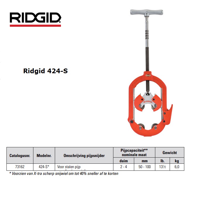 Ridgid 424-S Openslaande pijpsnijder 50 - 100mm