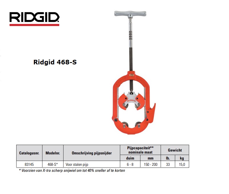 Ridgid 468-S Openslaande pijpsnijder 150 - 200mm