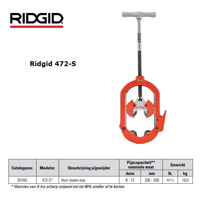 Ridgid 472-S Openslaande pijpsnijder 200 - 300mm 8-12