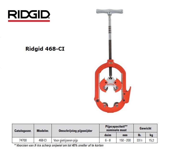 Ridgid 468-CI Openslaande pijpsnijders Gietijzer 150 - 200mm 6