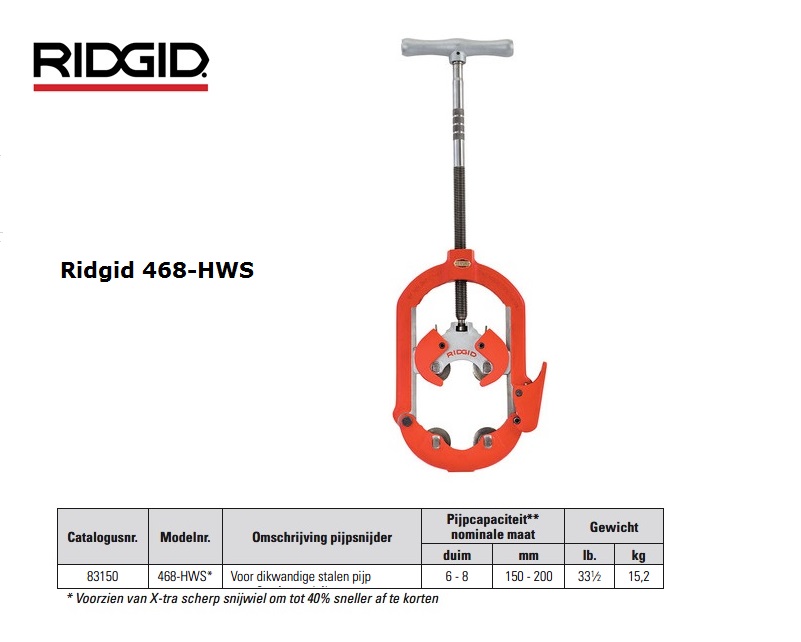 Ridgid 468-HWS Voor dikwandige stalen pijp 150 - 200mm 6