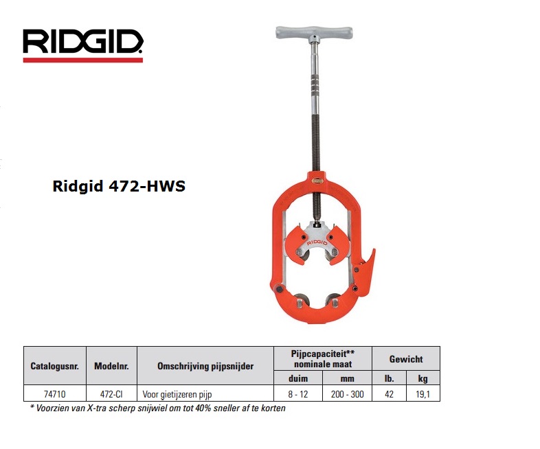 Ridgid 472-HWS Voor dikwandige stalen pijp 200 - 300mm 8-12