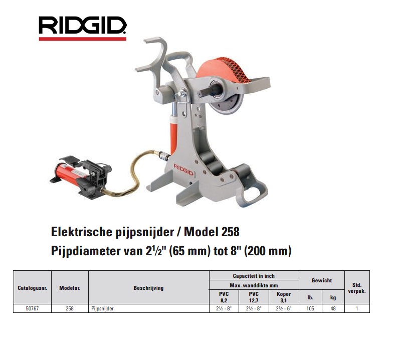 Ridgid 258 Elektrische pijpsnijder 65-200mm 21/2-8