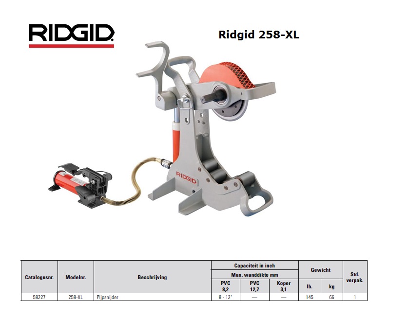 Ridgid 258-XL Elektrische pijpsnijder 200 - 300mm 8-12