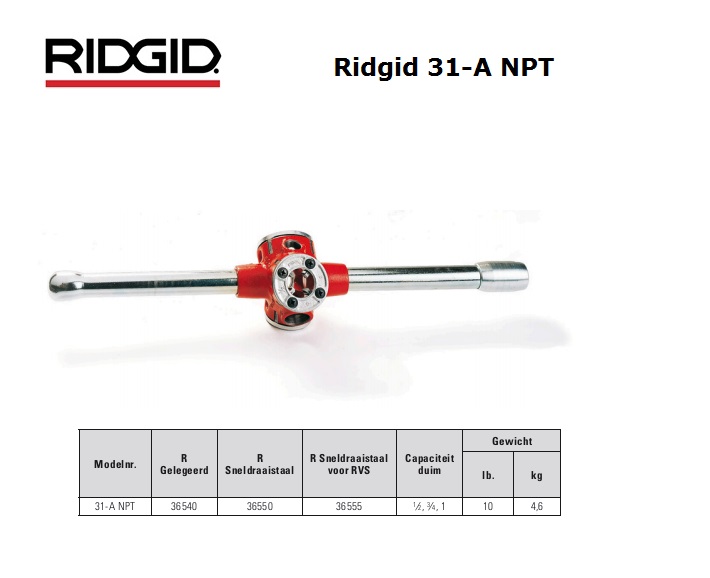 Ridgid 31-A NPT Drieweg draadsnij-ijzer