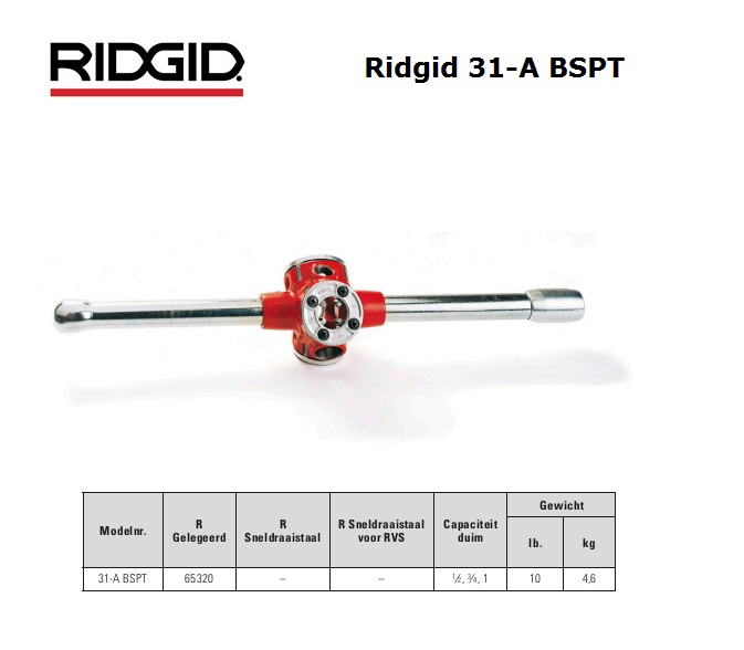 Ridgid 31-A BSPT Drieweg draadsnij-ijzer