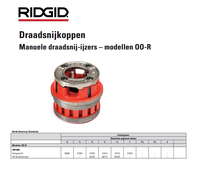 Ridgid OO-R Draadsnijkop 1/8 NPSM Gelegeerd R