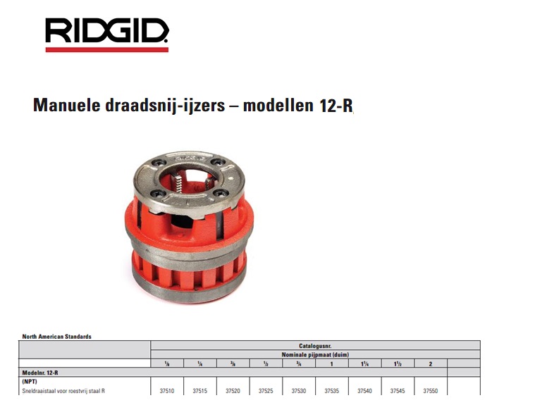 Ridgid 12R Draadsnijkop 1/4 HS NPT SS