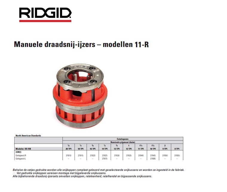 Ridgid OO-RB Draadsnijkop 1/4 NC