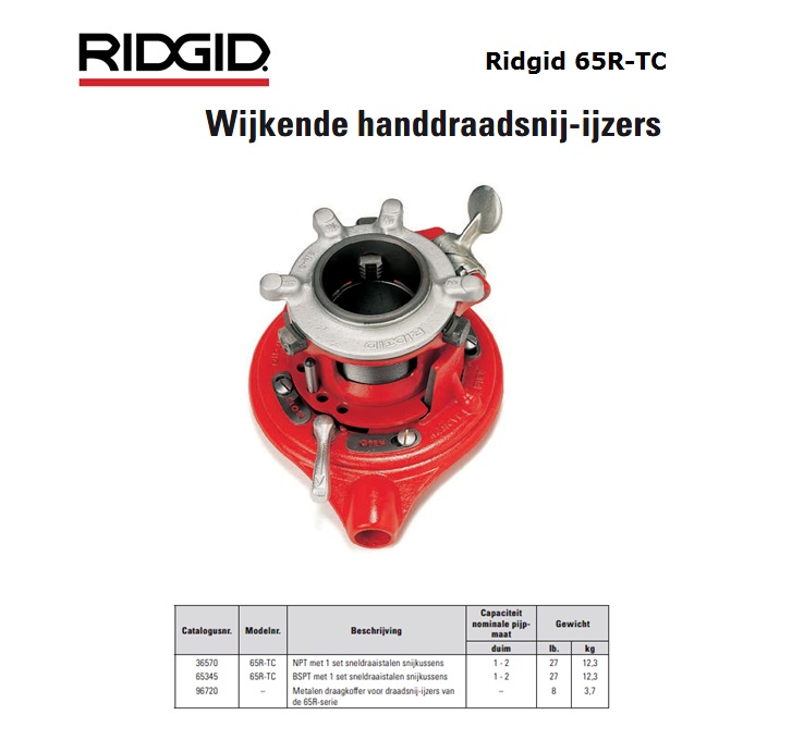 Ridgid 65R-TC Wijkend Handdraadsnij-ijzer NPT