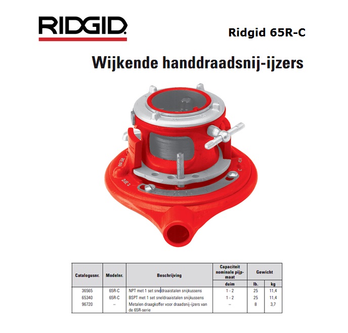 Ridgid 65R-C Wijkend Handdraadsnij-ijzer NPT