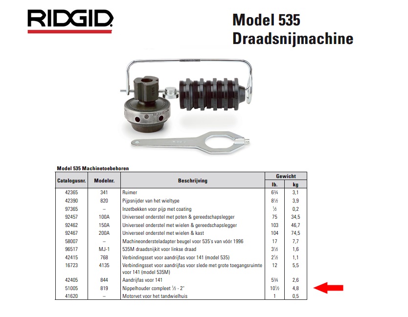 Ridgid 819 Nippelhouder compleet NPT 1/2-2