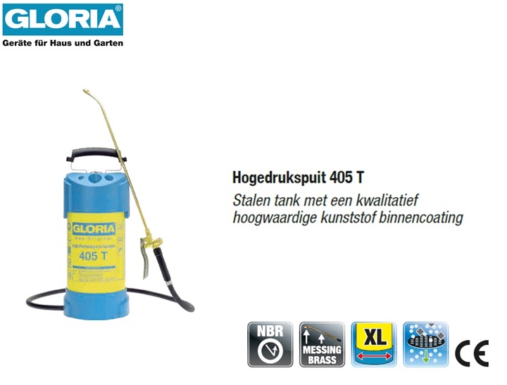 Gloria Hogedrukspuit Staal 6 bar 405T - 5 liter