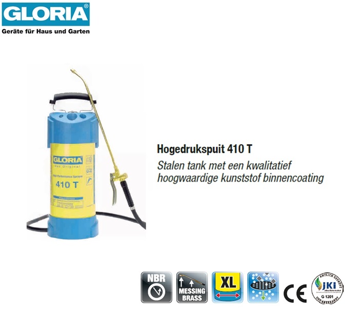 Gloria Hogedrukspuit RVS 6 bar 510T - 10 liter | DKMTools - DKM Tools