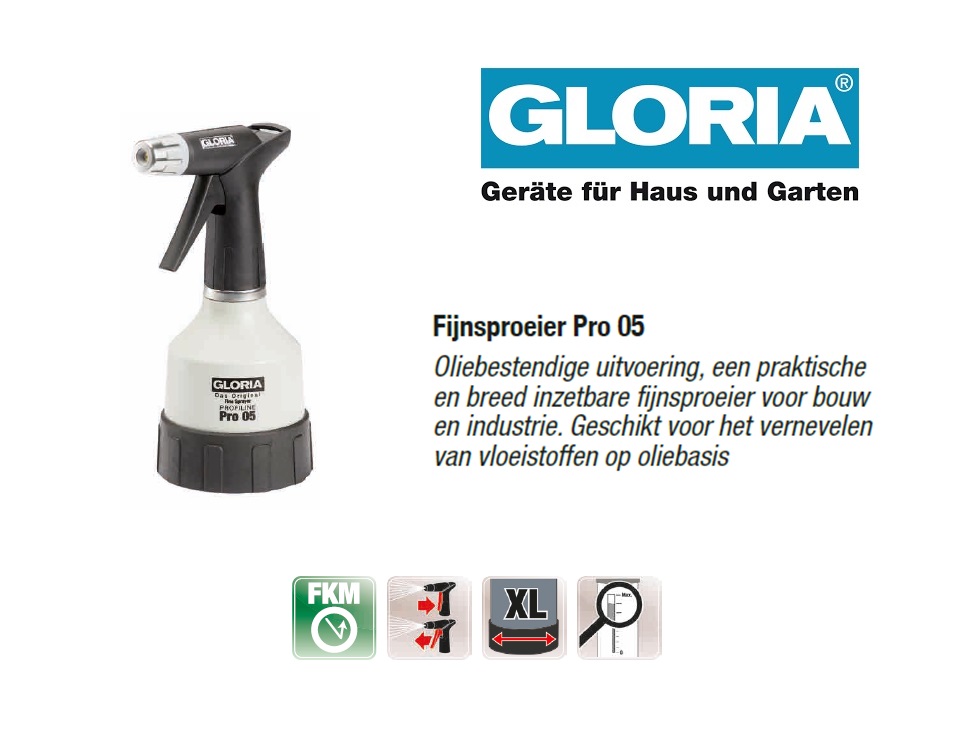 Fijnsproeier Oliebestendig Gloria Pro 10 - 1 liter | DKMTools - DKM Tools