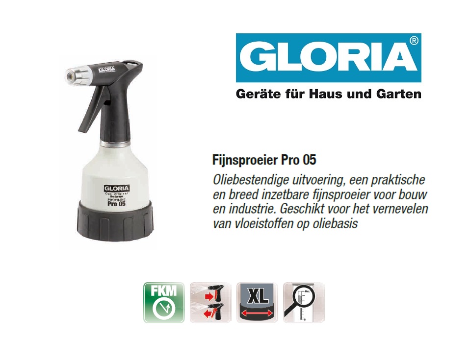 Fijnsproeier Oliebestendig Gloria Pro 05 - 0,5 liter