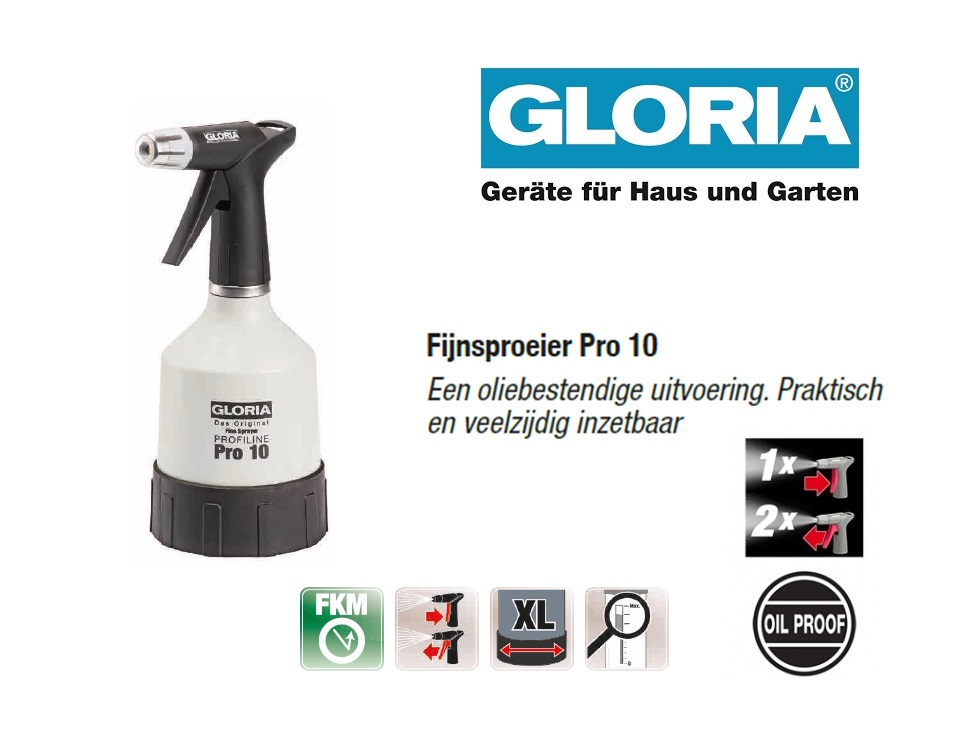 Fijnsproeier Oliebestendig Gloria Pro 10 - 1 liter