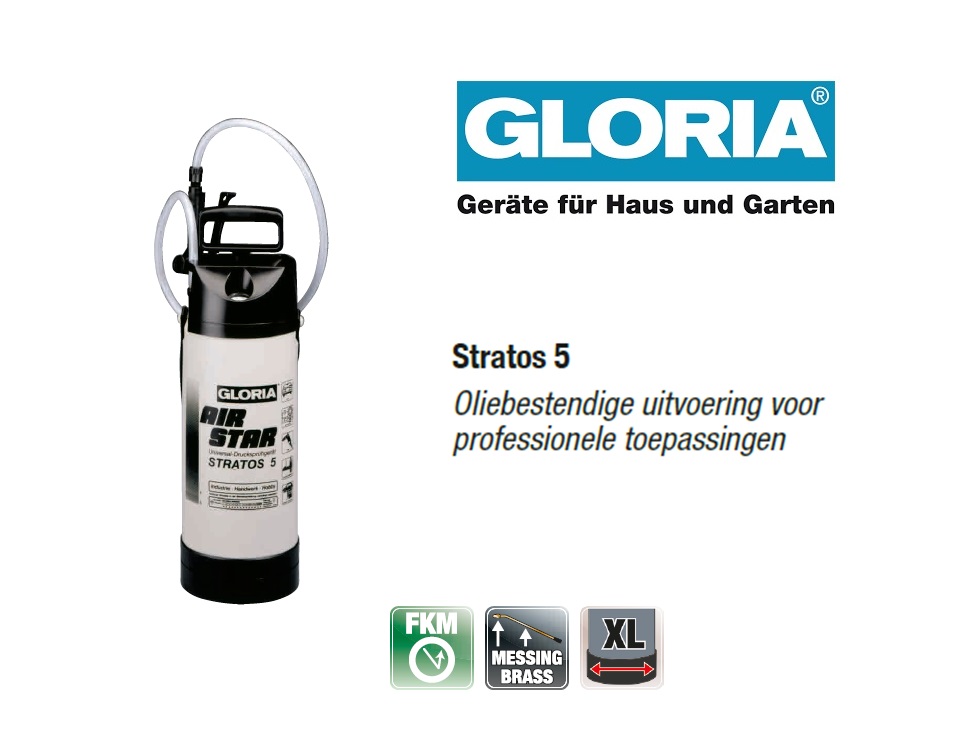 Oliebestendige drukspuit Gloria Stratos 5 - 5 liter