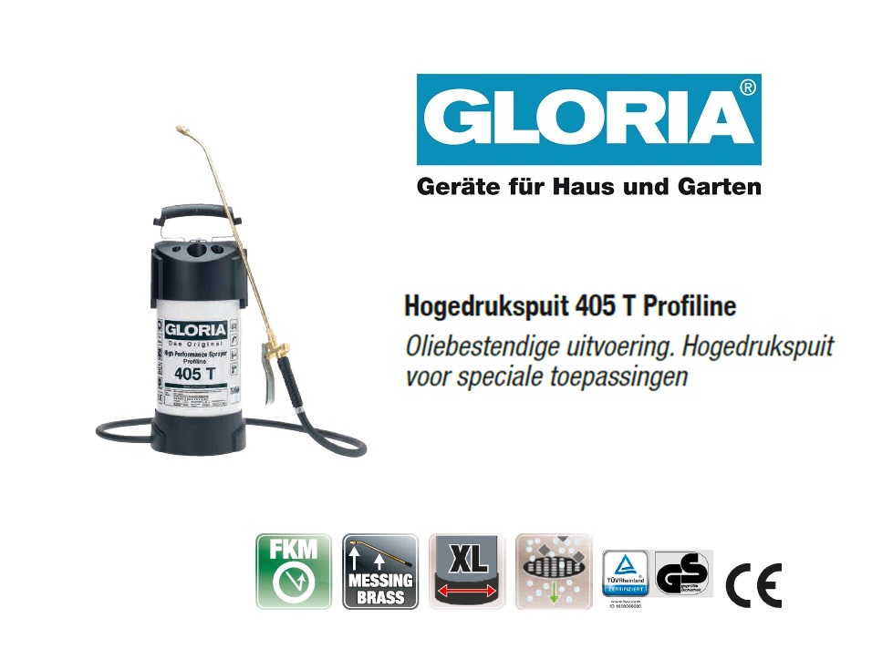 Hogedrukspuit Staal Gloria 405T Profiline - 5 liter