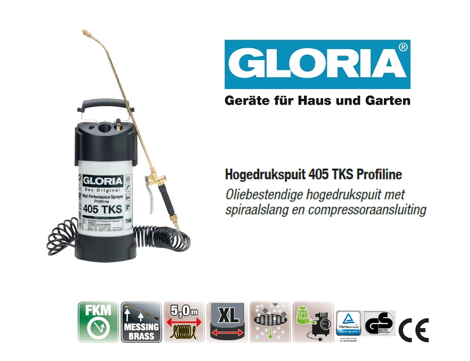 Hogedrukspuit Staal Gloria 405TKS Profiline - 5 liter