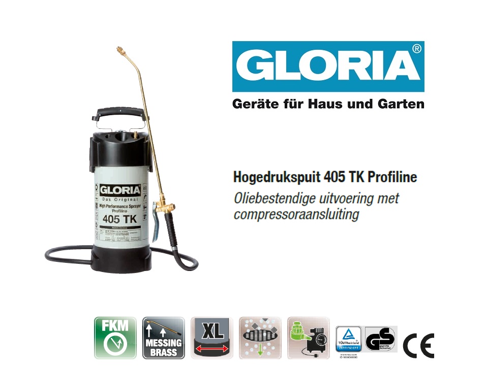 Hogedrukspuit Staal Gloria 405TK Profiline - 5 liter