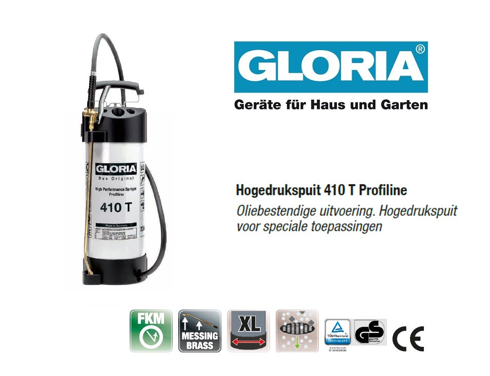 Hogedrukspuit Staal Gloria 405T Profiline - 10 liter